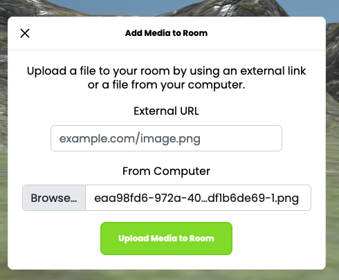 Add media button menu with user upload fields