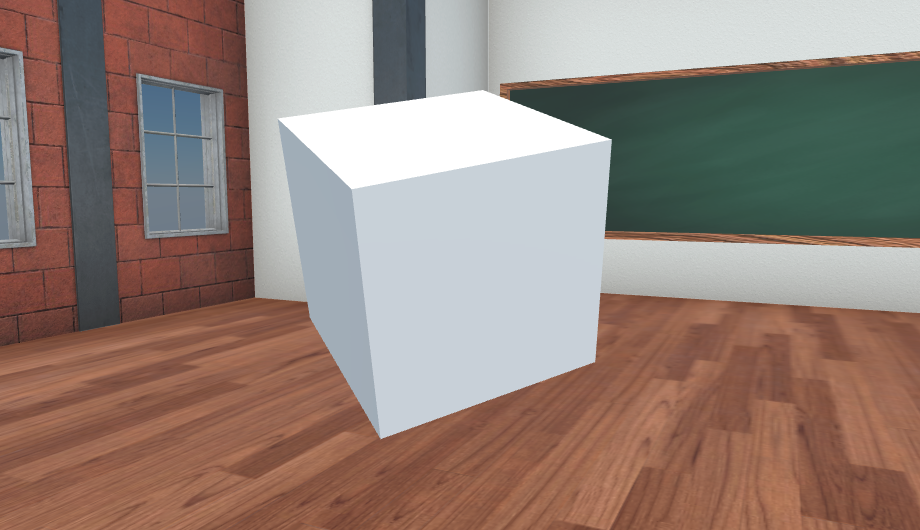 &quot;A white 3D model of a cube in a 3D Classroom&quot;