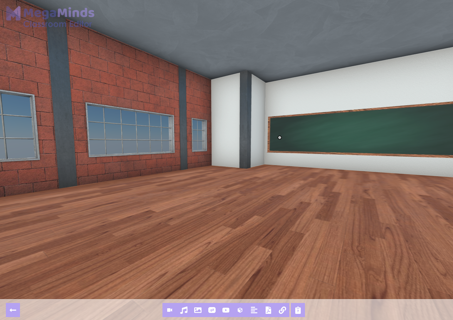 &quot;An empty classroom open in Classroom Editor&quot;