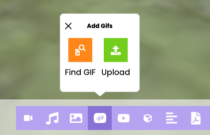 Find gif button displayed in submenu