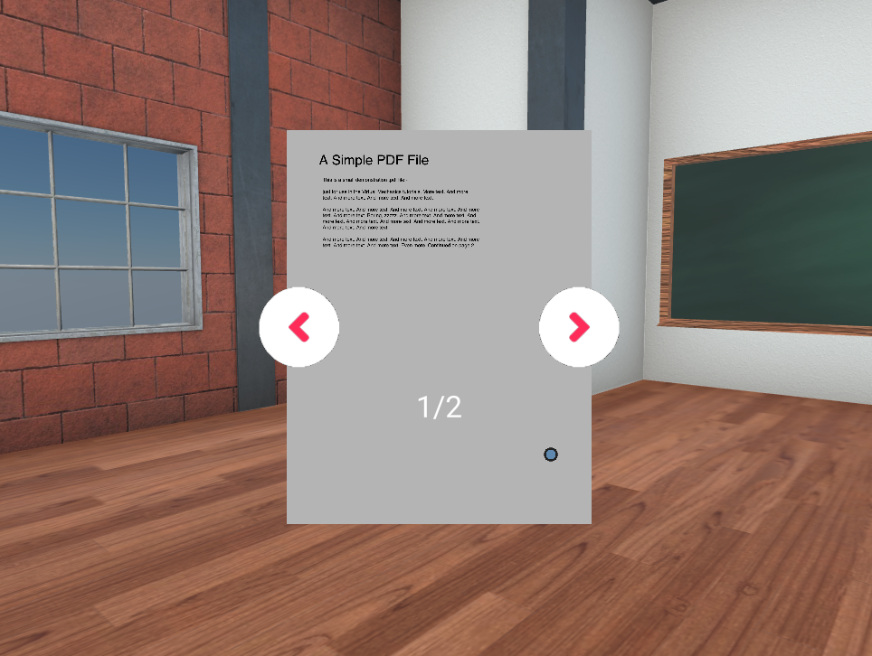 &quot;An example pdf document placed inside 3D Classroom&quot;